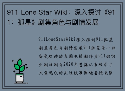 911 Lone Star Wiki：深入探讨《911：孤星》剧集角色与剧情发展